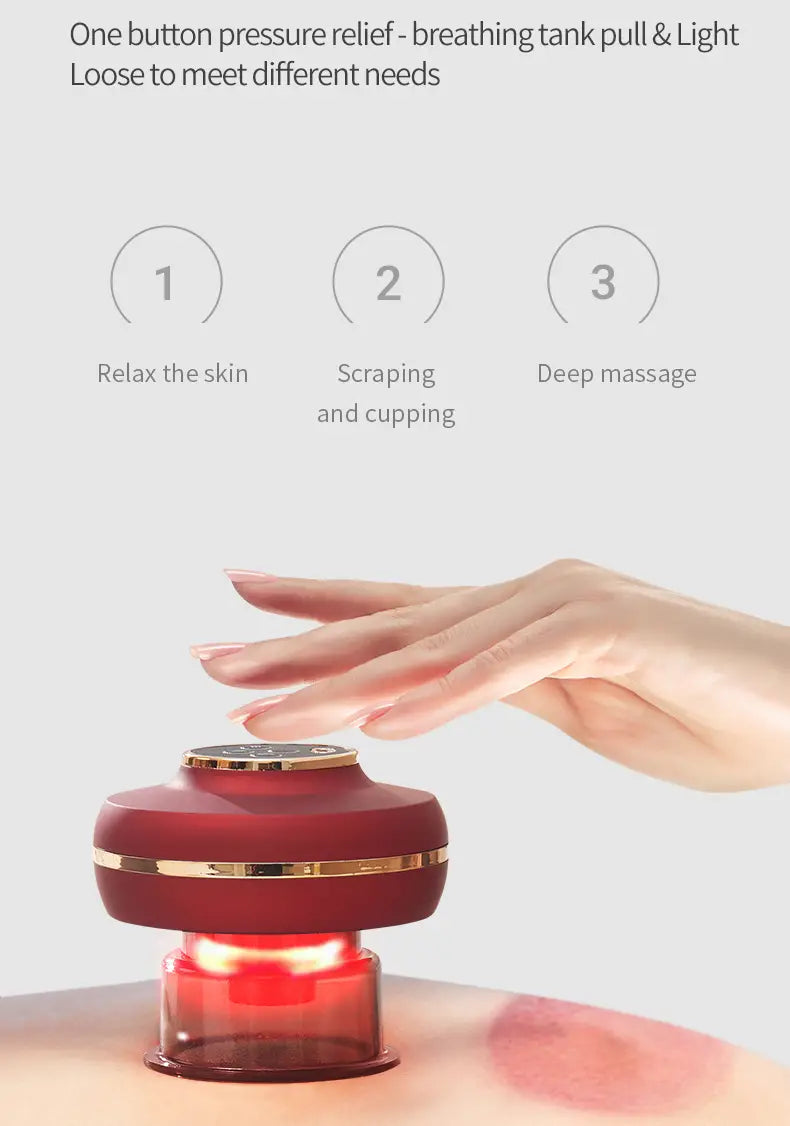 Portable Electric Cupping Massager with Red Light (2 Cups)
